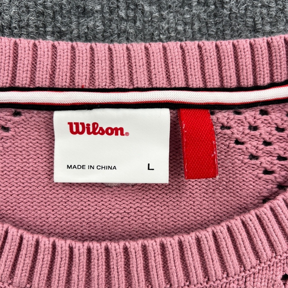 Wilson Golf Sweater Vest Women Large Pink Argyle Pointelle Retro Vintage Preppy - Picture 6 of 12